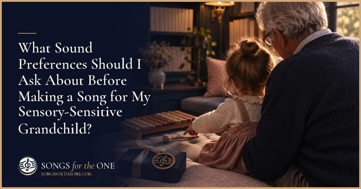 Grandparent and grandchild choosing musical instruments together at a kitchen table, with a small speaker set aside.