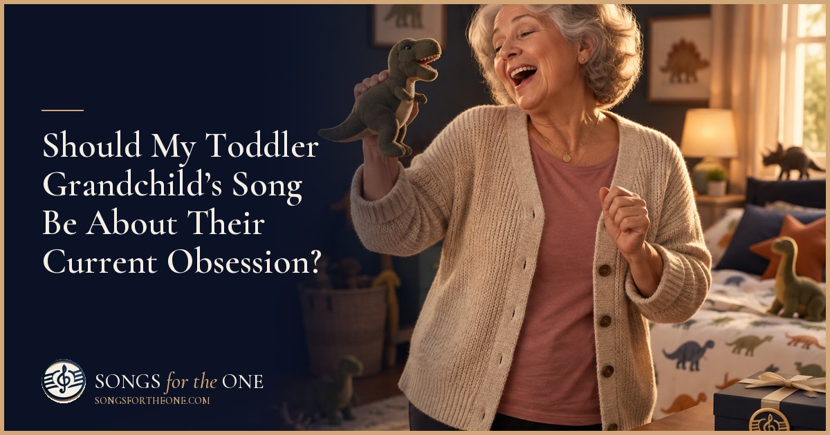 Grandparent and toddler playing with a toy dinosaur beside picture books and a small yellow truck on a living room rug.