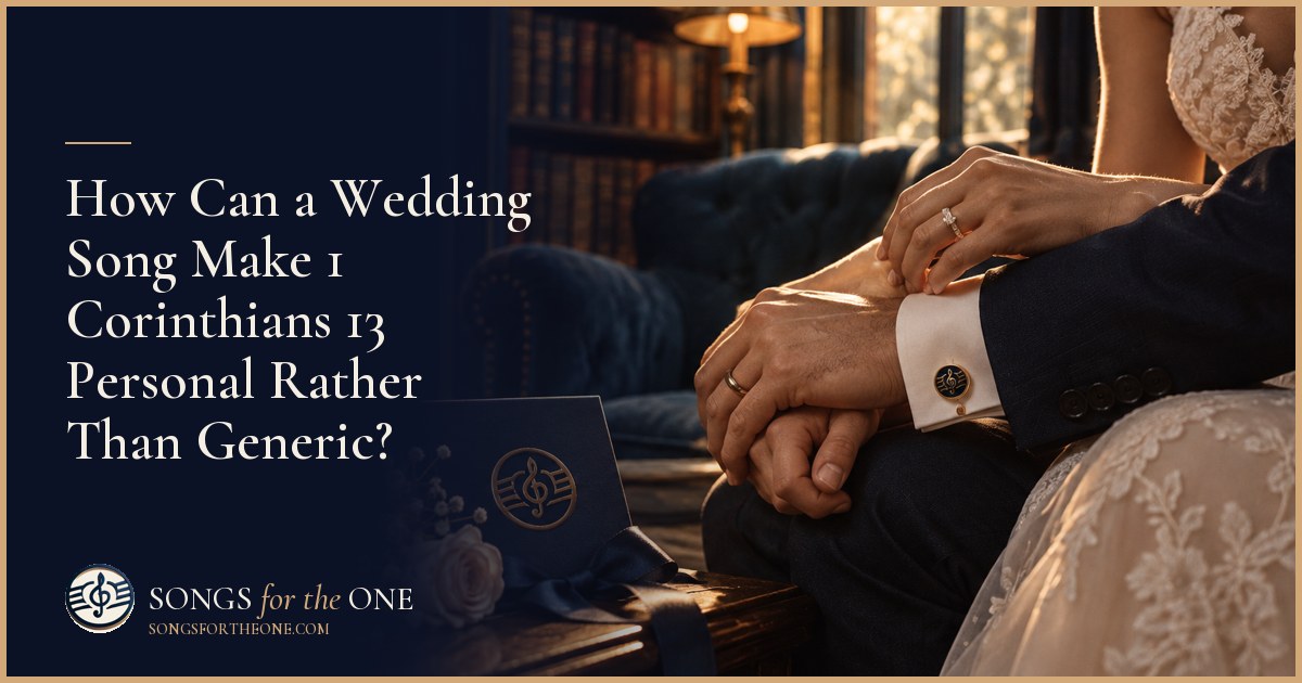Engaged couple at a kitchen table with an open Bible, wedding rings, and handwritten notes, sharing a quiet moment over tea.
